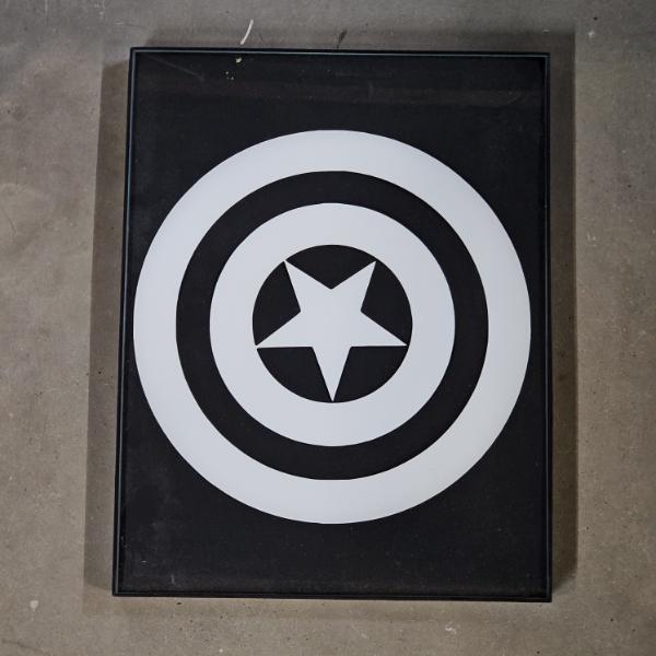 Marvel Captain America Shield Minimalist Framed Glass Art (13x10")