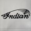 Image 1 : Indian Motorcycle Script Headdress Laser Cut Black Stainless Steel Metal Wall Art Sign, 20"x8"