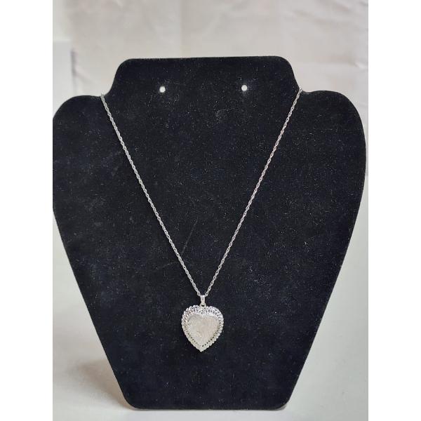 Sterling Silver Rhodium Finish Locket Heart Necklace 18in, Total Weight 7.1g
