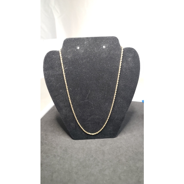 10K Gold Rope Necklace - Weight: 12.1g