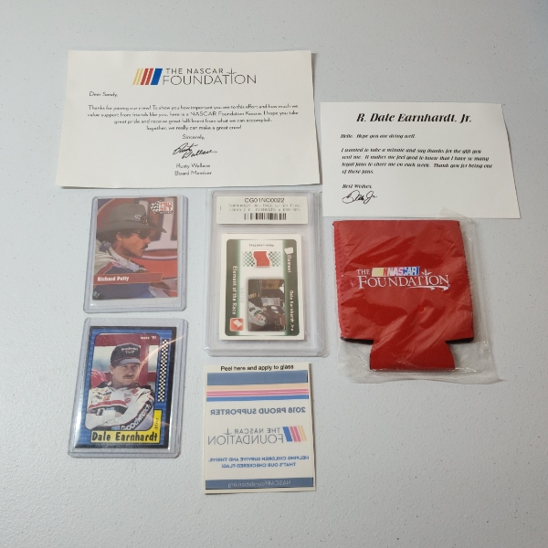Dale Earnhardt Patch Card, Certificates, Koozie, Card, & Collectibles, & Richard Petty Card