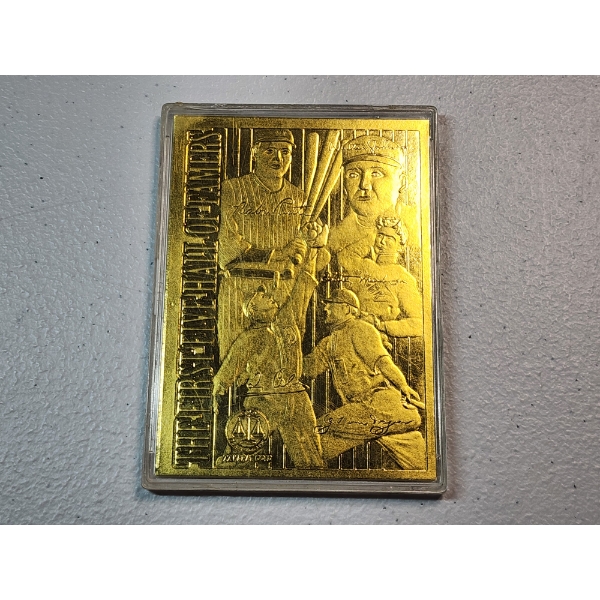 "The First Five Hall of Famers" 22K Gold Baseball Card: Ruth, Cobb, Wagner, Mathewson, Johnson