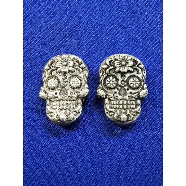 (2) Mini Sugar Skulls - 1.11ozt Combined .999 Fine Silver