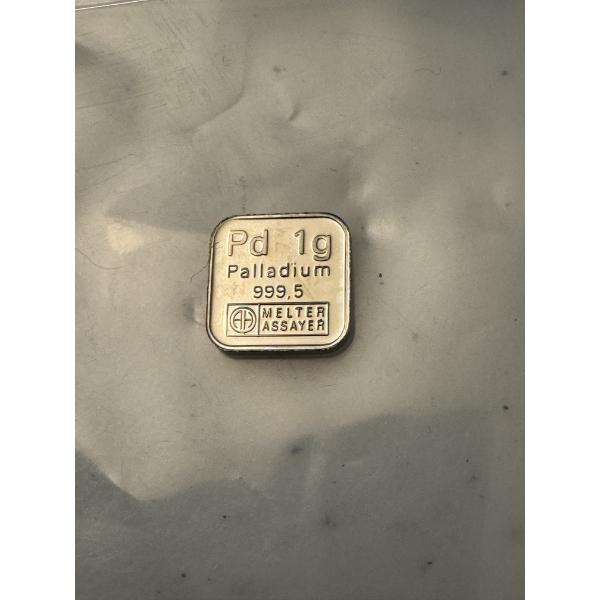 MELTER ASSAYER PD 1 Gram Palladium 999.5 Bar - Tested & Guaranteed Authentic