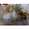 Image 2 : 5 Panel Hanging Swag Lamp Complete With Cord & Gold Link Chain - See Pics