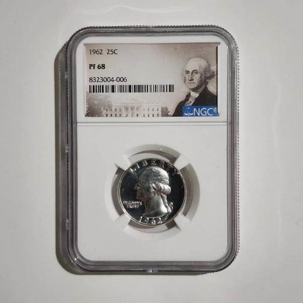 NGC PF68 Graded 1962 United States 90% Silver Washington Quarter