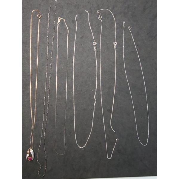 (6) Sterling Silver Necklaces (3) Are Damaged - Total Weight: 16.6g