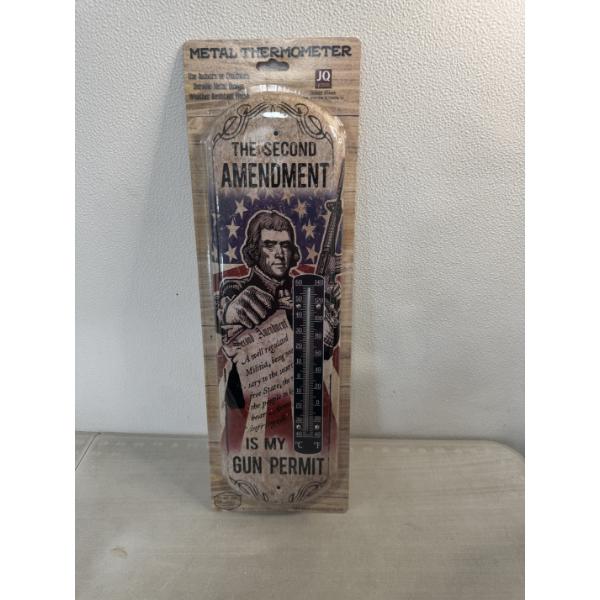 The Second Amendment Indoor Or Outdoor Metal Thermometer 17" Long And 5" Wide - New In The Package