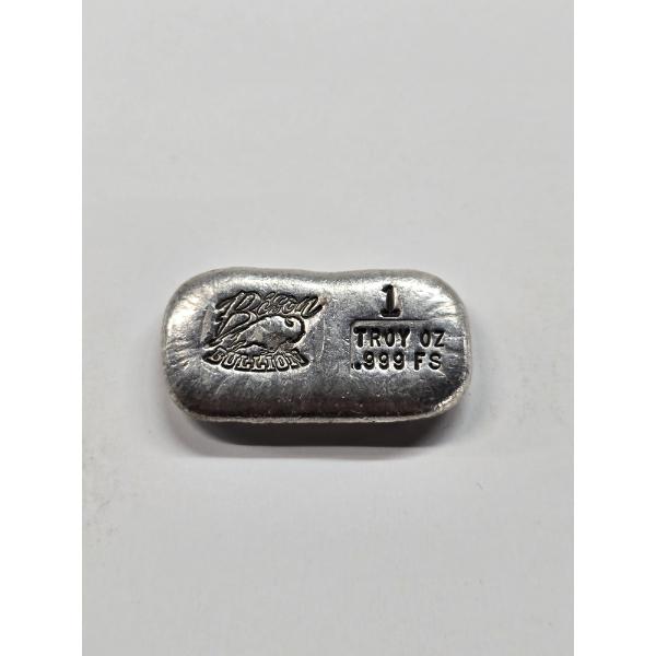 Bison Bullion Hand - Poured 1 oz .999 Fine Silver Bar