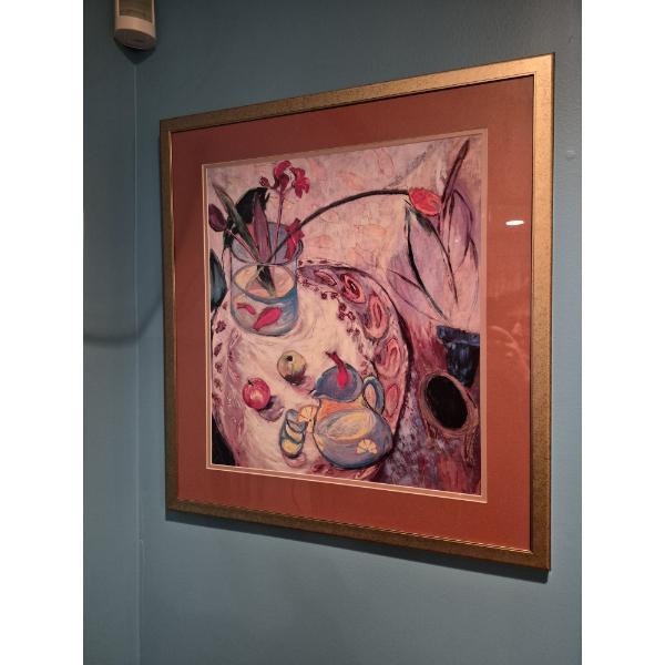 2 Pcs Framed Modern Art Prints Under Glass - 15 x 17 And 22 x 24  See Pics