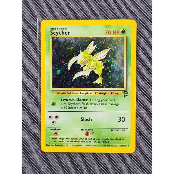 Scyther 17/130 Holo Rare Pokemon Base Set 2 Trading Card