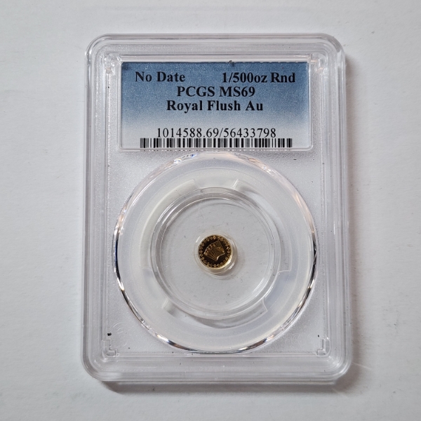 No Date Royal Flush Au 1/500th oz Gold Round Graded by PCGS MS69