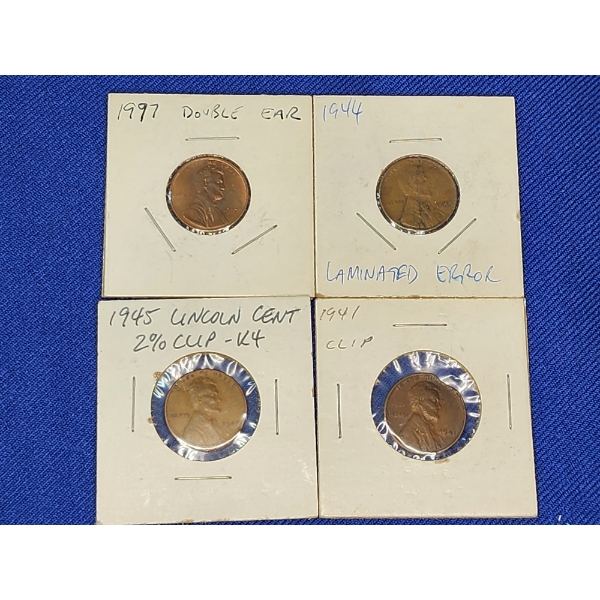 (4) U.S. ERROR Lincoln Cents - See Photos & Description! 