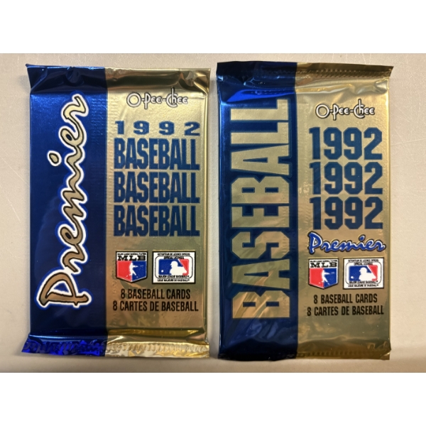 2 Packs - Unopened 1992 Opee Chee Premier Baseball Cards Wax Sealed Pack 