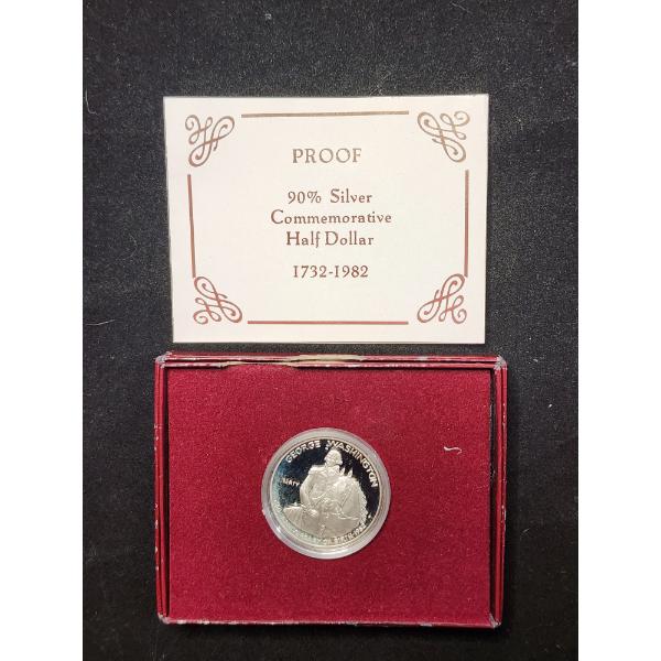 1982 George Washington Commemorative 90% Silver Proof Half Dollar in Original Packaging 