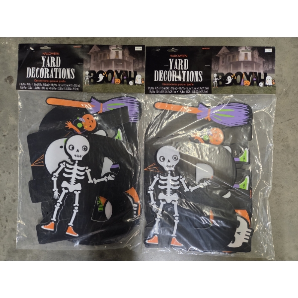 Two Brand New Packs Of Large Fun Halloween All Weather Yard Decorations!