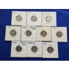 Image 1 : x10 Assorted Years 90% Silver Mercury Dimes FV: $1.00