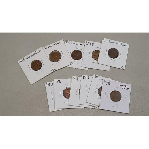 
Lot Of Assorted Earlier Years U.S Copper Lincoln Wheat Cents - FV: $0.11