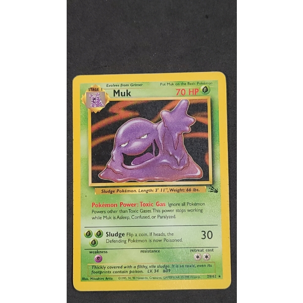 Pokémon TCG Muk #28/62 Non-Holo Rare Card From the Fossil Set 