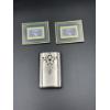 Image 2 : Vintage Stainless-Steel Hand Warmer in Red Pouch & Framed Stamp Displays (2) 