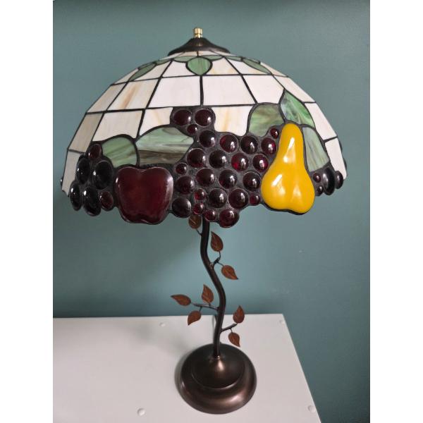 Louisville Home Pickup - Gorgeous Tiffany Type Stained Leaded Glass Bent Fruit Table Lamp 25" Tall