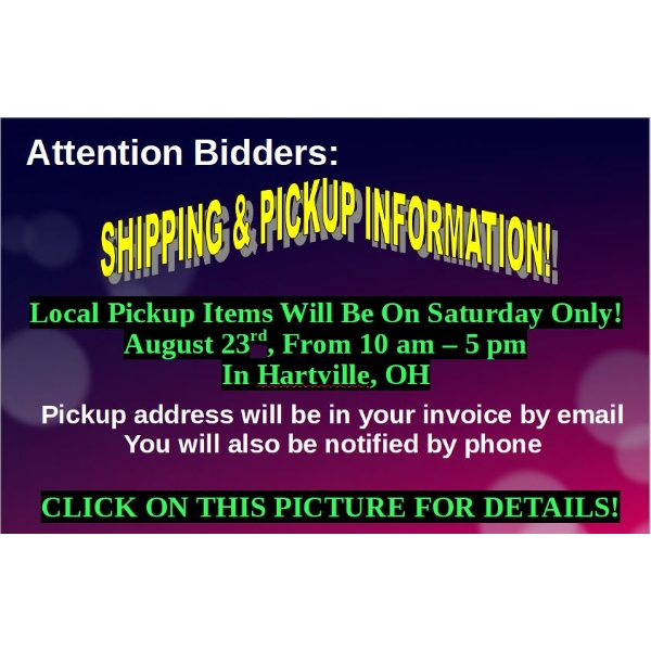 SHIPPING INFO ON LIMITED ITEMS -  PLEASE DO NOT BID ON THIS LOT!  READ HERE!