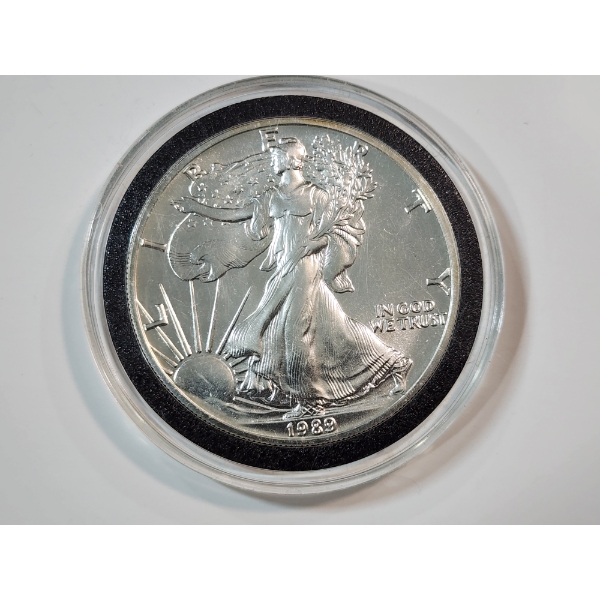 1989 American Silver Eagle - 1 oz .999 Fine Silver Coin - In Capsule 