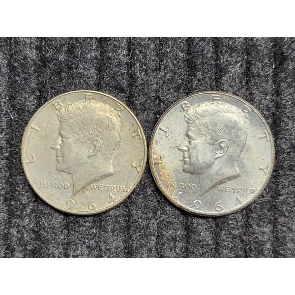 Two 90% Silver United States Kennedy Half Dollars ~ $1.00 Face Value