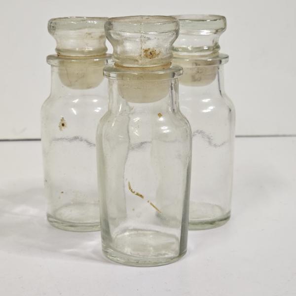 Three 4" Apothecary Bottles In An 18" Storage Bin