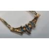Image 5 : 14K Yellow Gold 17" Herringbone Necklace With Blue Topaz & Diamonds - Weight: 4.8g
