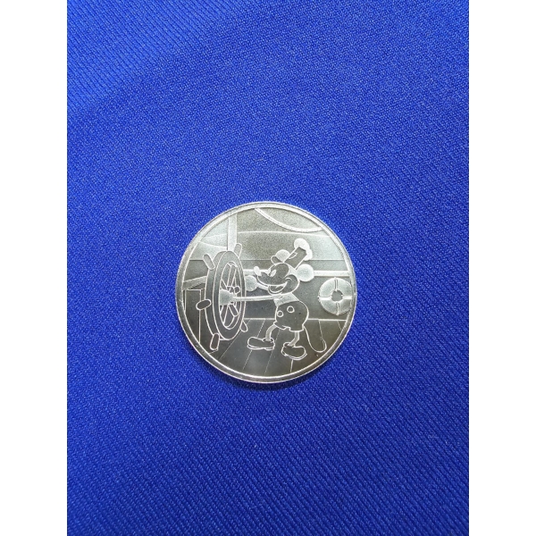 1928 DISNEY Mickey Mouse "Steamboat Willie" 1 oz Fine Silver Round - Mint Condition