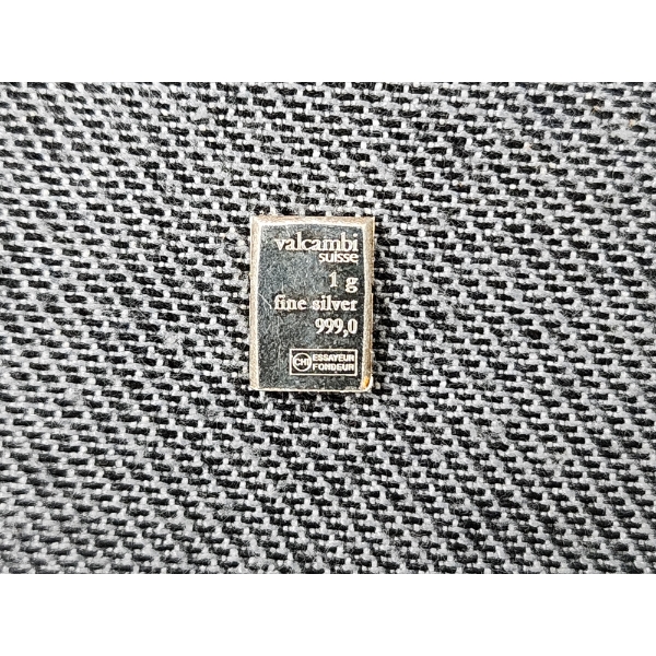 1 Gram .999 Fine Silver Valcambi Bar