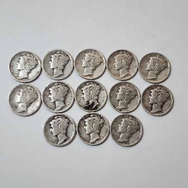 Lot of Assorted Years United States 90% Silver Mercury Dimes - Face Value: $1.30