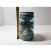 Image 7 : Vintage Mason Jar of Shooter Marbles Including Uranium