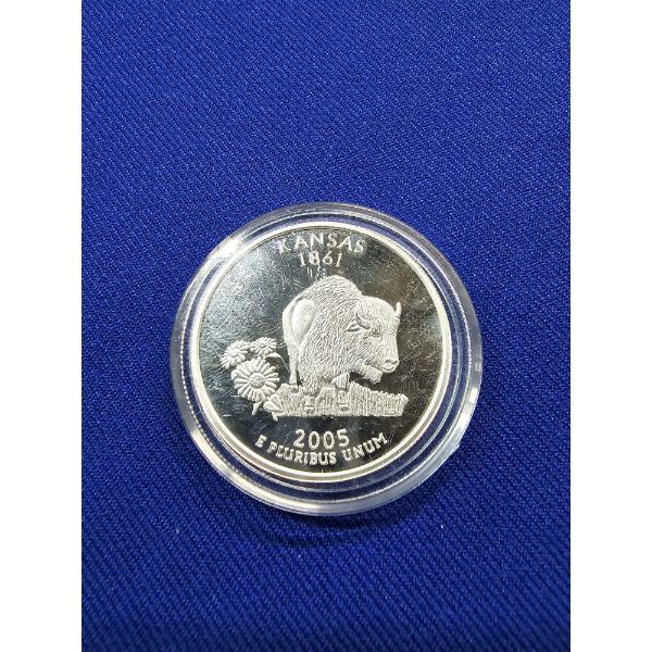 2005 Kansas Statehood Quarter Replica - 1 oz .999 Fine Silver Coin