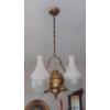Image 1 : Vintage Electrified Angle Lamp As Shown - Frosted Replacement Shades - No Switch On Lamp 