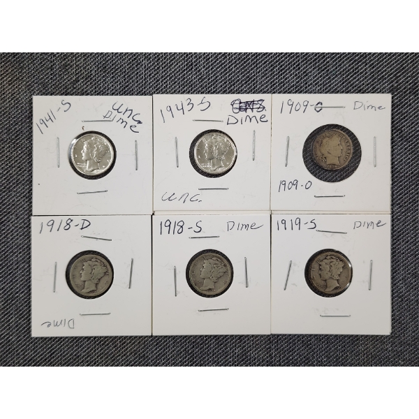 Six Assorted Better Dates 90% Silver Dimes ~ Various Dates & Conditions ~ Face Value $0.60 