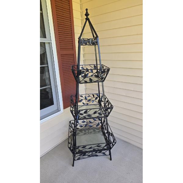 3 Tier Metal and Glass Outdoor Shelf - 75H x 24 Square