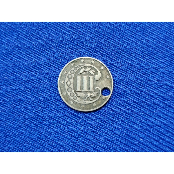 United States 1861 Trime Three Cent Piece - 90% Silver
