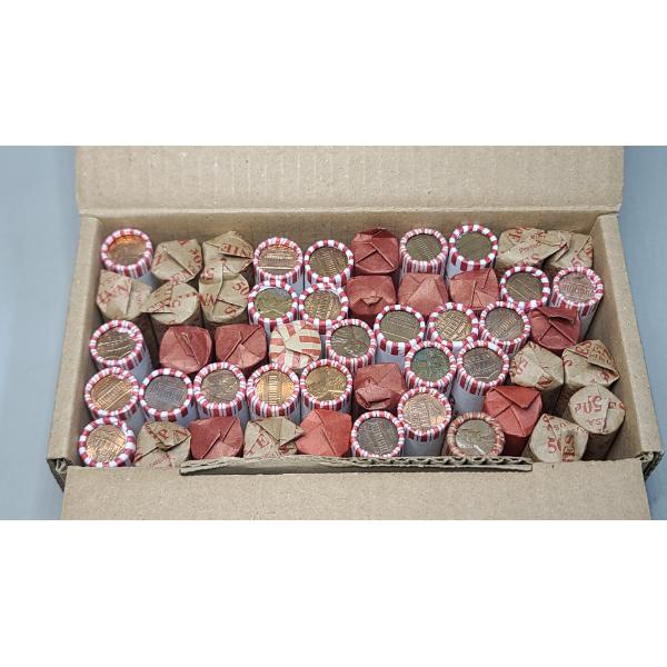 $25 Face Value Box Of Rolled Assorted United States Pennies - Face Value: $25.00