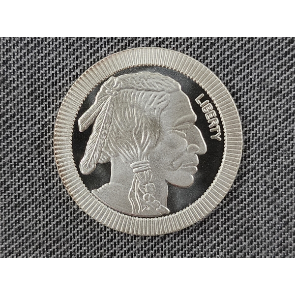 1 Troy Ounce .999 Fine Silver Indian Buffalo Round