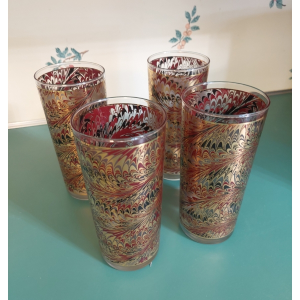 4 Holiday Embellished Gold Overlay Tumblers As shown - Kitchen