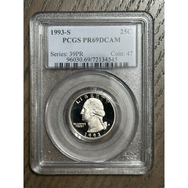 PCGS PR69 DCAM 1993-S Washington Quarter