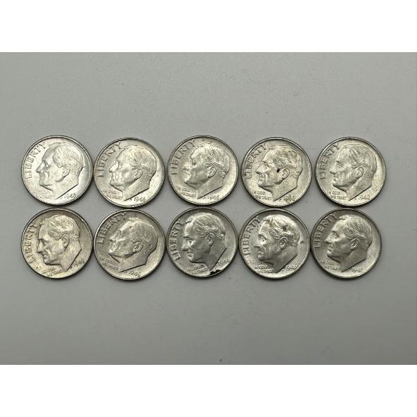 Uncirculated Condition 1946 Silver Roosevelt Dimes - 90% Silver, 1.00 $Face Value