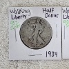 Image 2 : Two United States Walking Liberty 90% Silver Half Dollars: 1934 & 1943-D