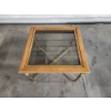 Image 2 : Beautiful Wood Frame Metal Base Glass Top End Table - 28" x 28" x 21"