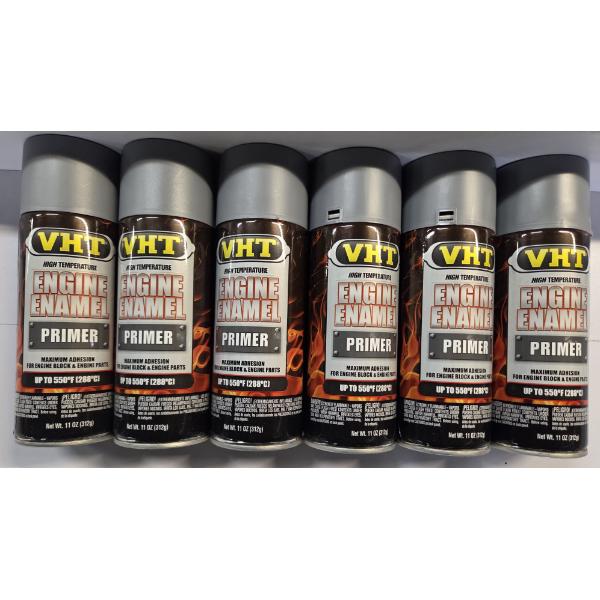 Six Brand New 11Oz Cans Of VHT High Temp Flame Proof Light Gray Primer Spray Paint 