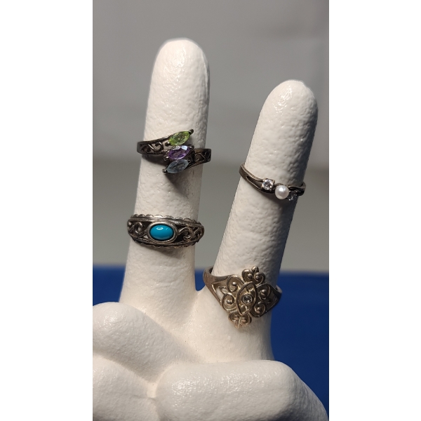 (4) Assorted Women's Sterling Silver Rings - See Photos For Sizing - Weight: 10.0g