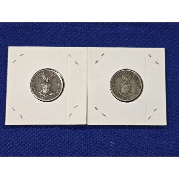 2 - 1944 & 1938 Philippines 20 Centavos Each 75% Silver ASW Total: .193 oz
