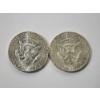 Image 2 : Two 1964 Kennedy Half Dollars - 90% Silver U.S. Coins - FV: $1.00